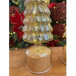 Árvore Decorativa De Vidro Dourada Com Luz Led Giratória Dourado