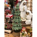 Árvore Decorativa Resina Verde Com Laços Vermelho 41cm