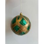 Jogo 4 Bolas Natal Verde E Dourado Brilho 10cm Cromus