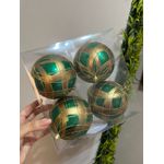 Jogo 4 Bolas Natal Verde E Dourado Brilho 10cm Cromus