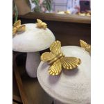 Escultura Decorativa Poliresina Cogumelo Off White Dourado 13,7cm 11,8d