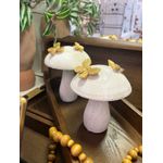 Escultura Decorativa Poliresina Cogumelo Off White Dourado 13,7cm 11,8d