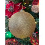Bola De Natal Grande Brilho Dourado 1 Unidade 15cm