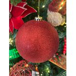 Bola De Natal Grande Brilho Vermelho 1 Unidade 15cm