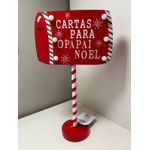 Placa Decorativa Natal C Led Cartas Noel Vermelho 41cm