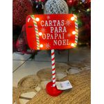 Placa Decorativa Natal C Led Cartas Noel Vermelho 41cm