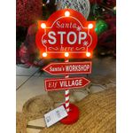 Placa Decorativa Natal C Led Santa Stop Vermelho 41cm