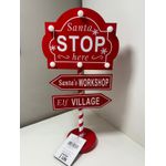 Placa Decorativa Natal C Led Santa Stop Vermelho 41cm