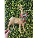 Rena Decorativa Em Pé Com Glitter Dourado 32cm