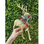 Rena Decorativa Em Pé Com Glitter Dourado 32cm