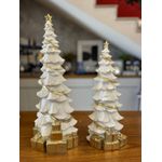 Árvore Branco Decorativa Resina Com Presentes Dourados 40cm