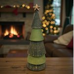Árvore Resina Verde Com Estrela Luxo Natal Tok Da Casa 30cm