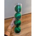 Tubo 4 Bolas De Natal Decoradas Gomo Perolada Verde 10cm
