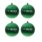 Tubo 4 Bolas De Natal Decoradas Gomo Perolada Verde 10cm