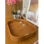 Bandeja Decoração Croco Com De Alça Metal Dourada 40cm Camurça