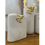 Vaso Cinza Com Dourado Melted Texturizado 20cm Em Cerâmica Cinza