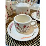 Jogo 4 Xícaras Para Café Em Cerâmica 90ml Linha Florescer