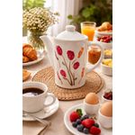 Bule Chaleira De Cerâmica Florescer 1 Litro Para Café Chá