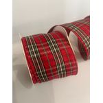Fita Natalina Xadrez 6,3cm Vermelha e Verde 9,14m