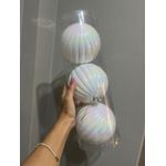 Jogo 3 Bolas Decoradas Natal Fruta Cor Branco 12cm