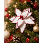 Flor Natalina Poinsetia Branco e Vermelho Natal Luxo