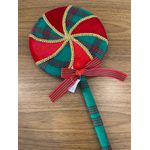 Pendente Decorativo Pirulito Xadrez Verde 59cm