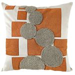 Almofada Veludo Com Bordado Geo Boucle Terracota 52x52cm