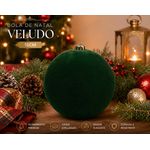 Bola De Natal Grande Veludo Verde 1 Unidade 15cm