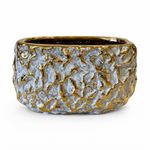 Cachepot Decorativo Cerâmica Dourado e Cinza 19cm