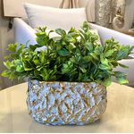 Cachepot Decorativo Cerâmica Dourado e Cinza 19cm