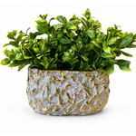 Cachepot Decorativo Cerâmica Dourado e Cinza 19cm