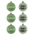 Tubo 6 Bolas De Natal Decoradas Gomo Verde Malva 8cm