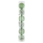 Tubo 6 Bolas De Natal Decoradas Gomo Verde Malva 8cm