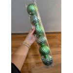 Tubo 6 Bolas De Natal Decoradas Gomo Verde Malva 8cm