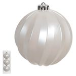 Tubo 3 Bolas De Natal Decoradas Gomo Branco Fosco 12cm