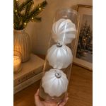 Tubo 3 Bolas De Natal Decoradas Gomo Branco Fosco 12cm