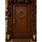 Guirlanda De Natal Berry Dourado Cereja Fibra 50cm Porta