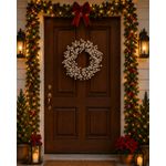 Guirlanda De Natal Berry Branco Cereja Fibra 50cm Porta