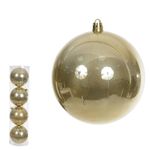 Jogo 4 Bolas De Natal Perolada Tubo Dourado 10cm