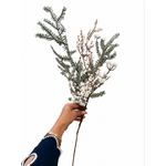 Galho Natalino Grande Verde Berry Branco 67cm