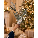 Galho Natalino Grande Verde Berry Branco 67cm