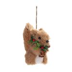Enfeite Natal Esquilo Em Pé Pendurar Pinha Bege 10cm