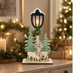 Pinheiro De Natal Led De Mesa Decorativo Renas Madeira 27cm