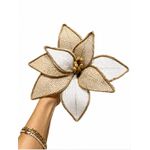 Flor De Natal Bico De Papagaio Rustica Juta Bege
