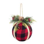 Jogo 4 Bolas Enfeite Árvore Natal Vermelha Xadrez Preto 8cm