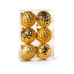 Jogo 6 Bolas Losango Dourado 8cm Cromus Natal Fosco E Brilho