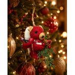 Enfeite Natal Esquilo Em Pé Pendurar Cachecol Vermelha 10cm