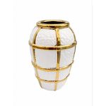 Vaso Branco Linhas Texturizadas Gold Dourado 23cm