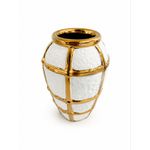 Vaso Branco Linhas Texturizadas Gold Dourado 17cm