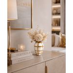Vaso Branco Linhas Texturizadas Gold Dourado 17cm